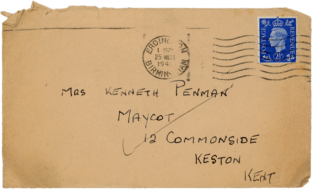 Envelope for letter from Cyril “Kenneth” Penman to Teresina “Terry” Penman dated March 24th, 1941.