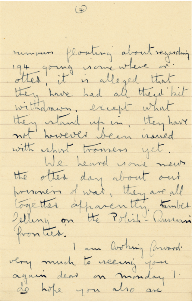 Letter from Cyril “Kenneth” Penman to Teresina “Terry” Penman dated April 5th, 1941. (pg. 4)