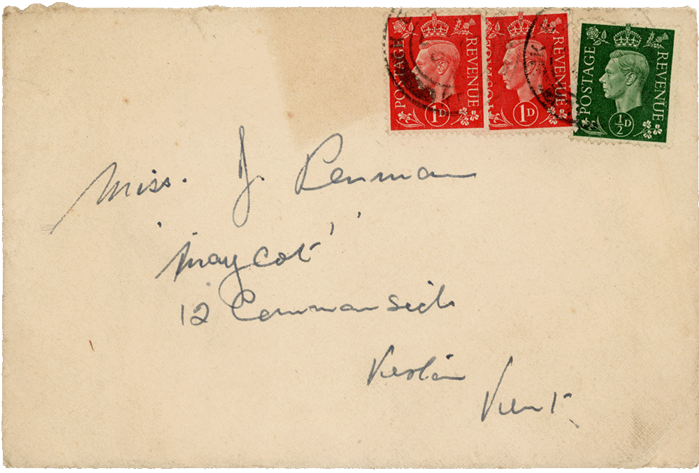 Envelope for letter from Cyril “Kenneth” Penman to Teresina “Terry” Penman dated April 9th, 1941.